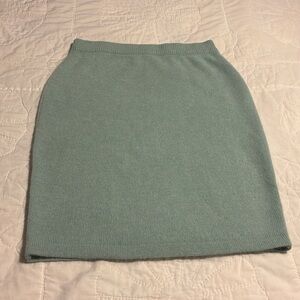 Vintage Casual Corner Pale Blue Wool Knit Pencil Skirt Sz M
